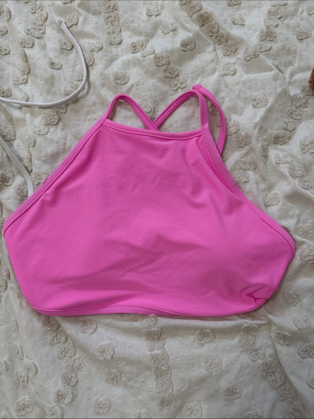 Aerie Neon Hot Pink High Neck Bikini Top Medium